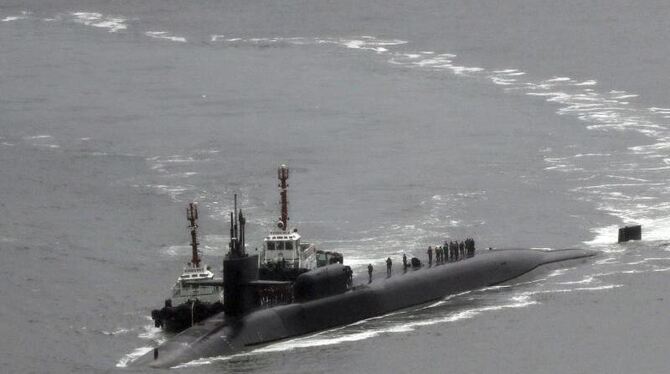 Das atomgetriebene Raketen-U-Boot »USS Michigan« legte in der südkoreanischen Küstenstadt Busan an. Foto: Jo Jung-Ho