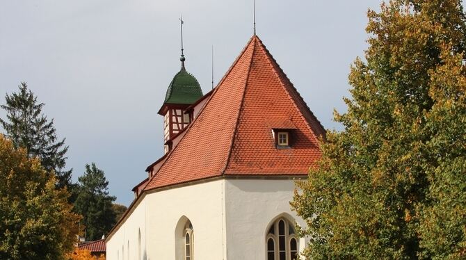 Die  Klosterkirche Offenhausen ist seit 1987 Gestütsmuseum. Die kleinen Bilder zeigen Einblicke in die Ausstellung, zum Beispiel
