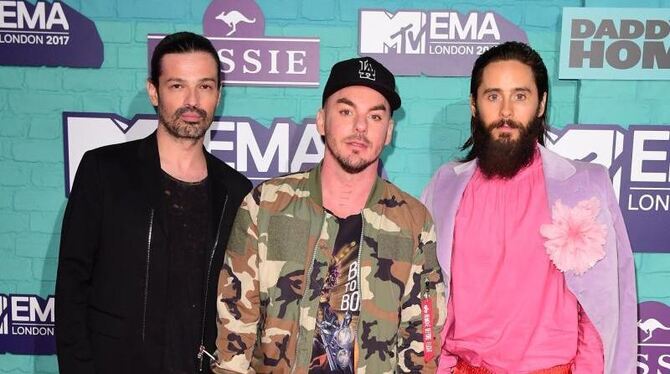 Die US-amerikanische Rockband Thirty Seconds to Mars bei den MTV Europe Music Awards. Foto: Ian West