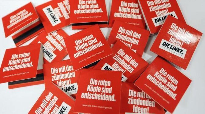 Streichhölzer mit dem Logo der Partei Die Linke Foto: Jens-Ulrich Koch/Archiv