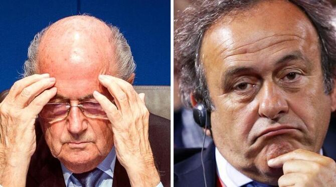 FIFA-Präsident Joseph Blatter und UEFA-Chef Michel Platini wurden jeweils für 90 Tage suspendiert. Fotos: Ennio Leanza/Tatyan