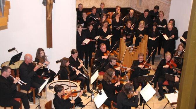 Solisten, Chor und Orchester des Thomas-Selle-Ensembles unter Leitung von Eckhardt Böhm.  FOTO: LEIPPERT