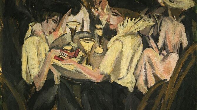 Ernst Ludwig Kirchners »Im Cafégarten« (1914). Öl auf Leinwand.  FOTO: BRÜCKE-MUSEUM BERLIN
