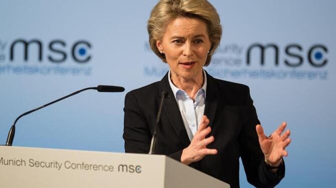 Bundesverteidigungsministerin Ursula von der Leyen bei der Eröffnung der Münchner Sicherheitskonferenz. Foto: Matthias Balk