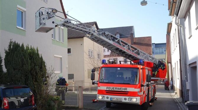 Die Drehleiter wurde nach einem Küchenbrand in der Sankt-Leonhard-Straße glücklicherweise nicht gebraucht.