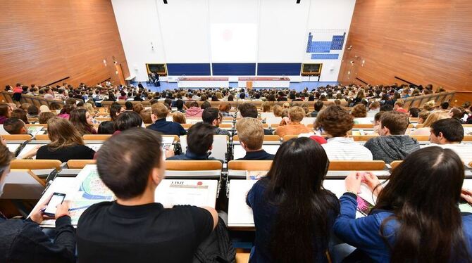 ARCHIV - Studenten sitzen in Heidelberg (Baden-Württemberg) an der Universität bei der Begrüßung der Erstsemster-Studenten in ei