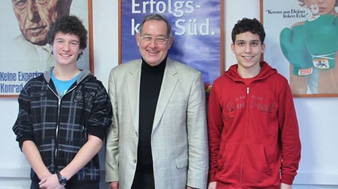 Jan Steffen Fischer und Daniel Conzelmann haben Ernst-Reinhard Beck für »Zeitung macht Schule« interviewt. Foto: pr