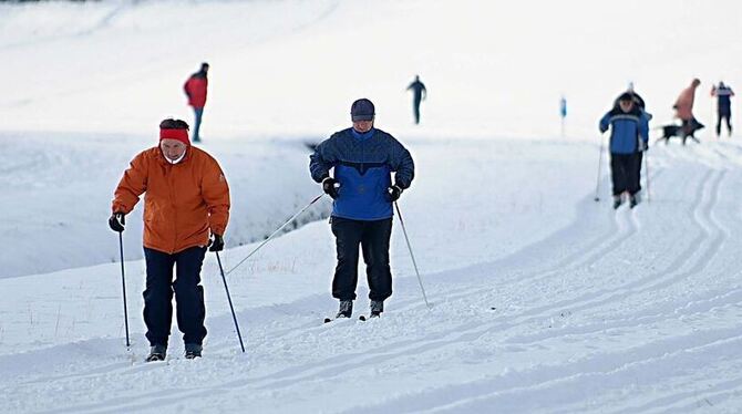 Zurzeit hat es ausreichend Schnee für Langlauf und  Abfahrt auf der Alb