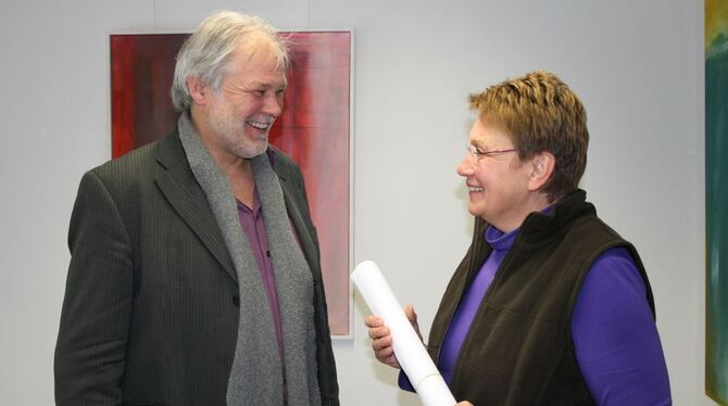 Wachablösung: Günter Klinger und Gisela Steinhilber. FOTO: KEMMLER