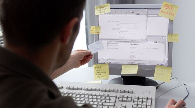 Passwörter sollte man besser nicht an den Computer kleben. FOTO: TMN