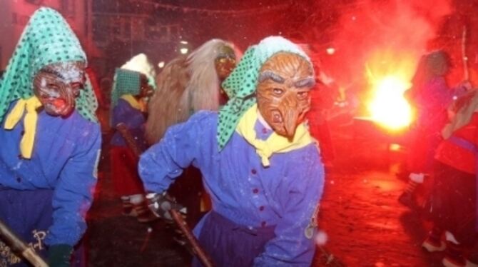 Der Hexenspuk am Abend vor dem Jubiläums-Umzug der Wilsinger Schlagafanger war ein Novum in der Region. Foto: Baier