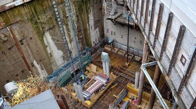 Die Baustelle der Kölner U-Bahn am Heumarkt.