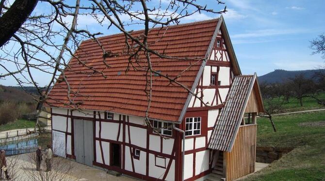 Auf der Alb Wind und Wetter getrotzt, nach dem Wiederaufbau in Beuren wie neu: Das Bauernhaus aus Aichelau.  FOTO: SAILER