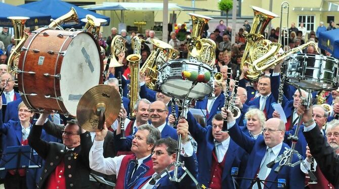 Ein Bild voller Farben und Emotionen: Zum Auftakt des zweiten Landesmusikfests in Baden-Württemberg erboten Musikerinnen und Mus