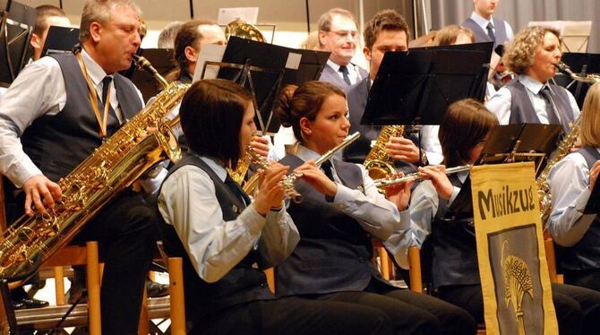 Der Musikzug Ofterdingen ist nicht nur bei seinen Konzerten auf der Bühne präsent. Er spielt zu verschiedenen Anlässen.  ARCHIV-