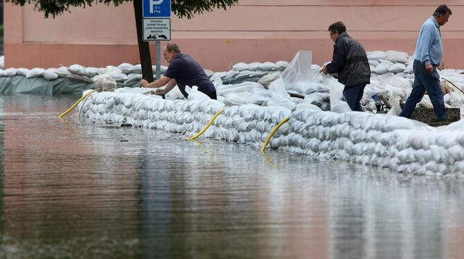 Teilweise Land unter in Eisenhüttenstadt.