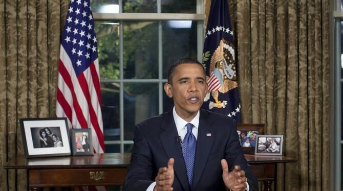 US-Präsident Barack Obama während seiner Rede im Oval Office.