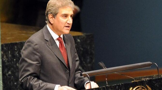 Der pakistanische Außenminister Shah Mahmood Qureshi spricht vor der UN-Vollversammlung in New York.