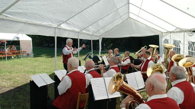 Die Seniorenkapelle unter Leitung von Fritz Schlotterbeck sorgte für Musik am Neckarufer.FOTO: ALTHO