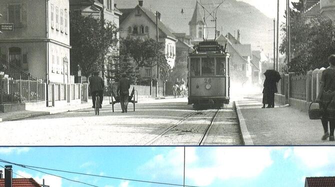 Teilansicht der Marktstraße in den Jahren 1916 und 2010.  FOTOS: BURGEMEISTER