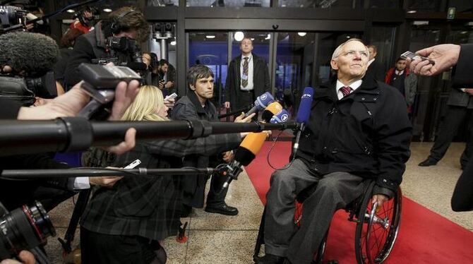 Finanzminister Schäuble auf dem Euro-Finanzministertreffen in Brüssel.