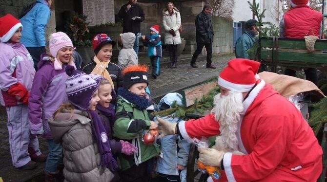 Klasse statt Masse: In Glems war der Nikolaus schnell von Kindern umlagert. FOTO: SANDER