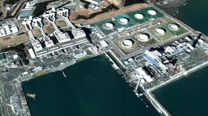 Das AKW Fukushima II auf einer Satellitenaufnahme. Foto: Google/DigitalGlobe