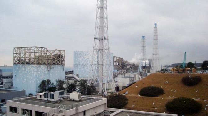 Blick auf das beschädigte Atomkraftwerk Fukushima 1. Foto: Tepco