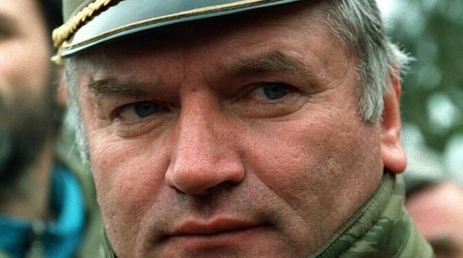 Der Befehlshaber der bosnischen Serben, General Ratko Mladic, in Bosnien-Herzegowina am 15.2.1994.