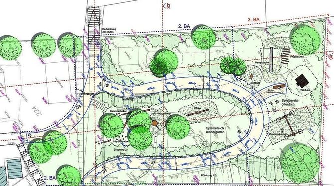 Deutlich vergrößert werden soll der Spielbereich am Würtinger Kindergarten. Außerhalb der Wegschleife könnte nach der Planung de