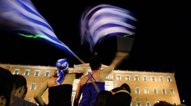 Protest vor dem Parlament in Athen.