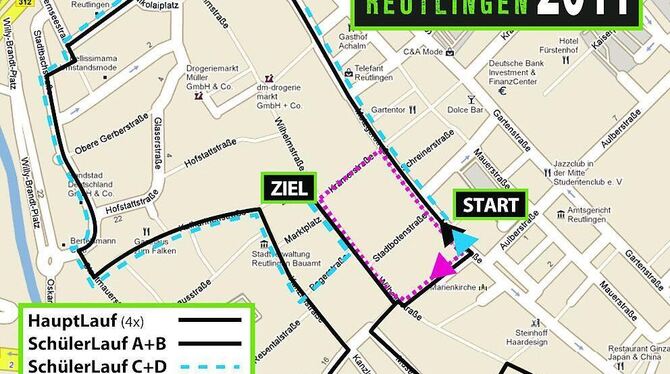 Alles neu: Baustellenbedingt führt die Laufstrecke diesmal durch die Metzgerstraße, wo auf Höhe des Weibermarktes auch der Start