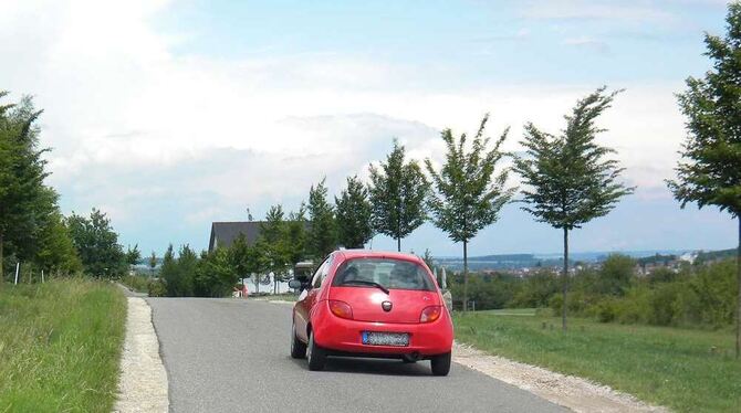 Das schmale Sträßchen zwischen Altenriet, dem Golfplatzgelände bei Hammetweil und Pliezhausen ist in einem beklagenswerten Zusta