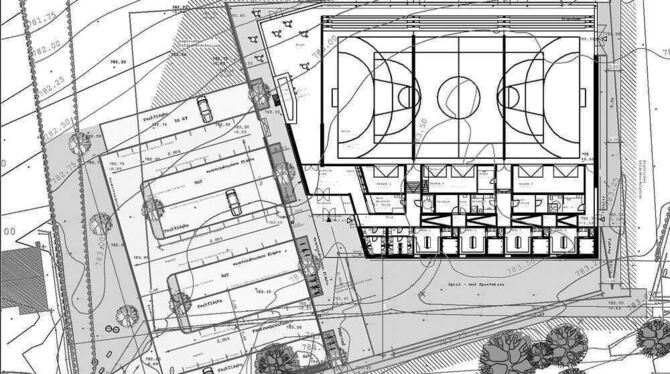 Der Lageplan der neuen Sonnenbühler Sporthalle in Genkingen. GRAFIK: ZOLL-ARCHITEKTEN