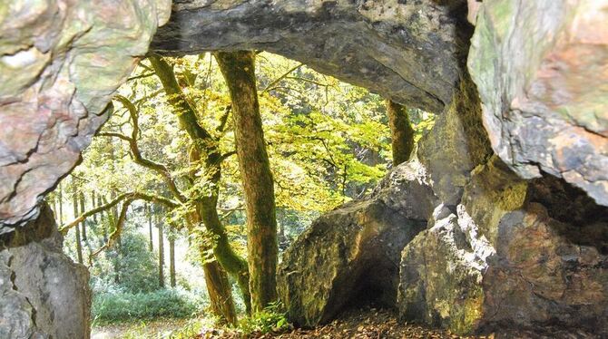 Der Hohle Fels im Lehrtal bei Pfronstetten ist eine von den weniger bekannten Höhlen im Reutlinger Kreisgebiet. GEA-FOTO: MEYER