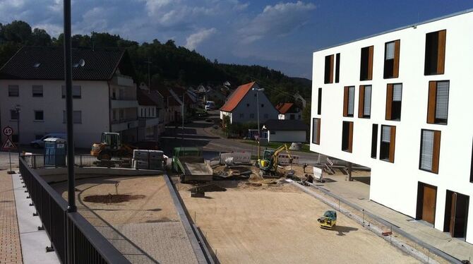 Von der neu gestalteten Ölbergstraße in Gammertingen blickt man inzwischen auf den ebenfalls neuen Trégueux-Platz. Der Kreuzungs