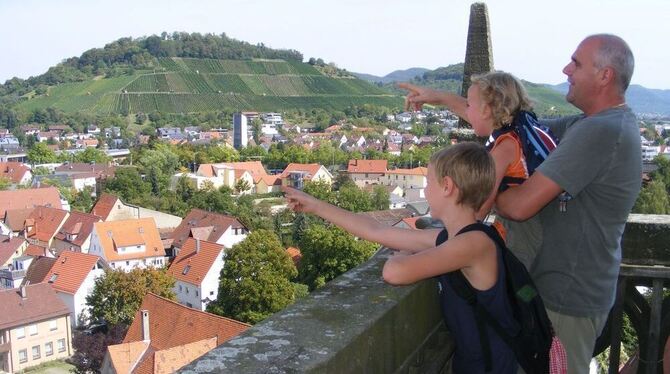 Was für ein Ausblick über Stadt und Land: Trotz spätsommerlicher Hitze ließen sich viele Familien von 147 Stufen hoch auf den Tu