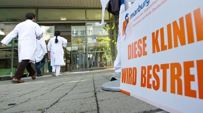 Warnstreik an der Uniklinik Tübingen.