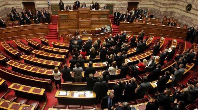 Das Parlament in Athen nach der Vertrauensabstimmung. Foto: Alexandros Vlachos