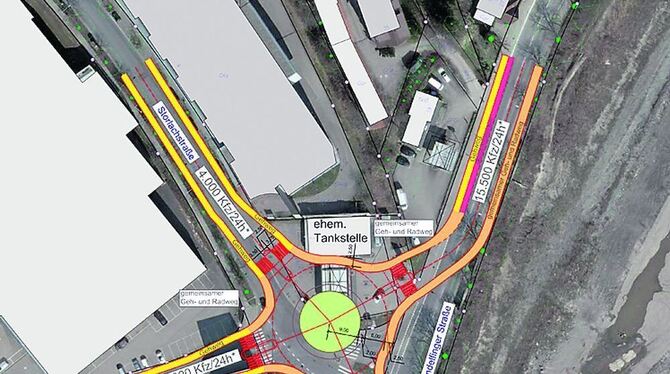 Planung für einen möglichen Kreisverkehr im Kreuzungebereich Sondelfinger Straße - Storlachstraße - Föhrstraße.  Foto: SV