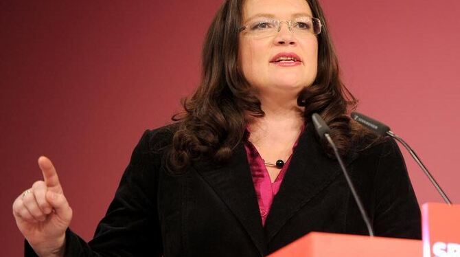 SPD-Generalsekretärin Andrea Nahles hat die CSU aufgefordert, einer Gesetzesänderung bei der Rente zuzustimmen. Foto: Sebasti