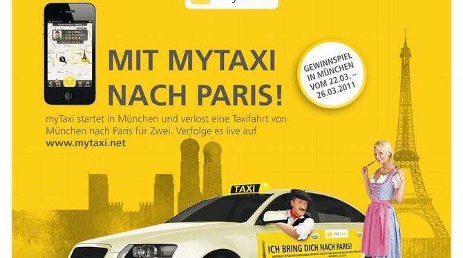 MyTaxi-Werbung für ein Gewinnspiel. Foto: obs/myTaxi (Intelligent Apps GmbH)(Archivbild)