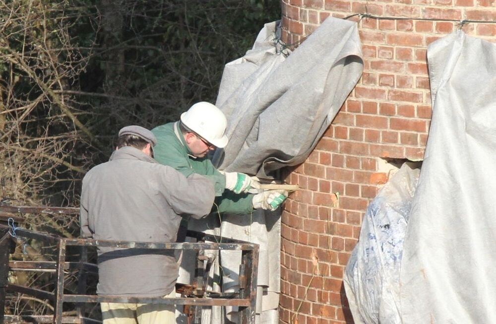 Sprengung des Groß-Schornsteins in Bad Urach