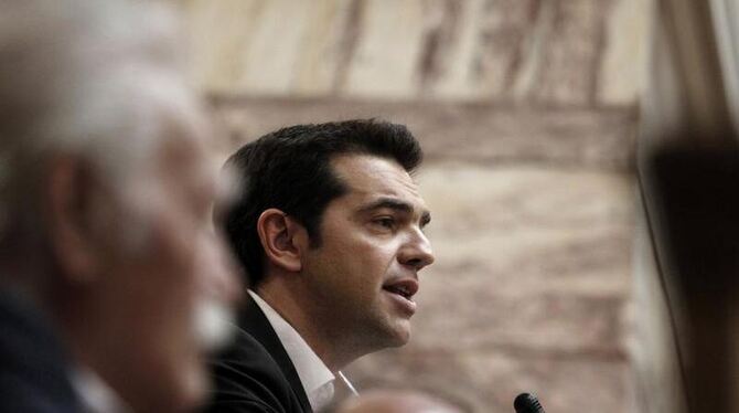 Der Chef der griechischen Radiakllinken, Alexis Tsipras, im Parlament in Athen. Foto: Alkis Konstantinidis