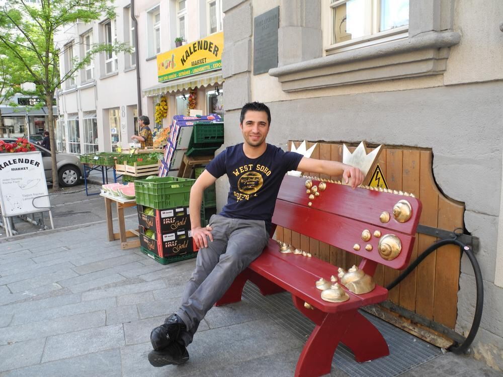 Schnecken-Bänkle in der Reutlinger Innenstadt