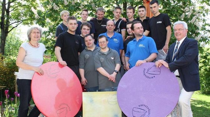 Rosemarie Henes (links), Hans-Joachim Stark (rechts), Detlef Krause und Andreas Fritzsch (Mitte, blaue T-Shirts), Harald Beck un