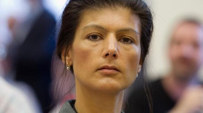 Die stellvertretende Vorsitzende der Partei Die Linke, Sahra Wagenknecht in Berlin bei der Regionalkonferenz ihrer Partei. Fo