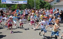 Tempo, Tempo beim Zwergenlauf. Die 350 Meter lange Strecke schafften alle Hannesle-Nachwuchsläufer mit Bravour. GEA-FOTOS: MEYER