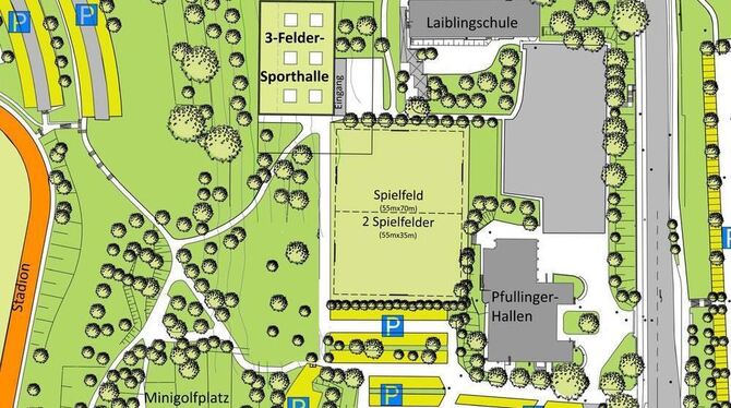 Sportcampus bei den Pfullinger Hallen. GRAFIK: STADT PFULLINGEN/GEA-REPRO