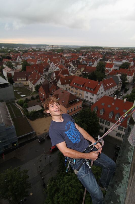 Abseilen Turm Martinskirche Metzingen Juli 2012